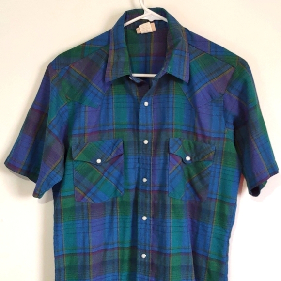 Saddlebrook Western Wear Western button up t-shirt white pearl snap button shirt - Picture 2 of 7